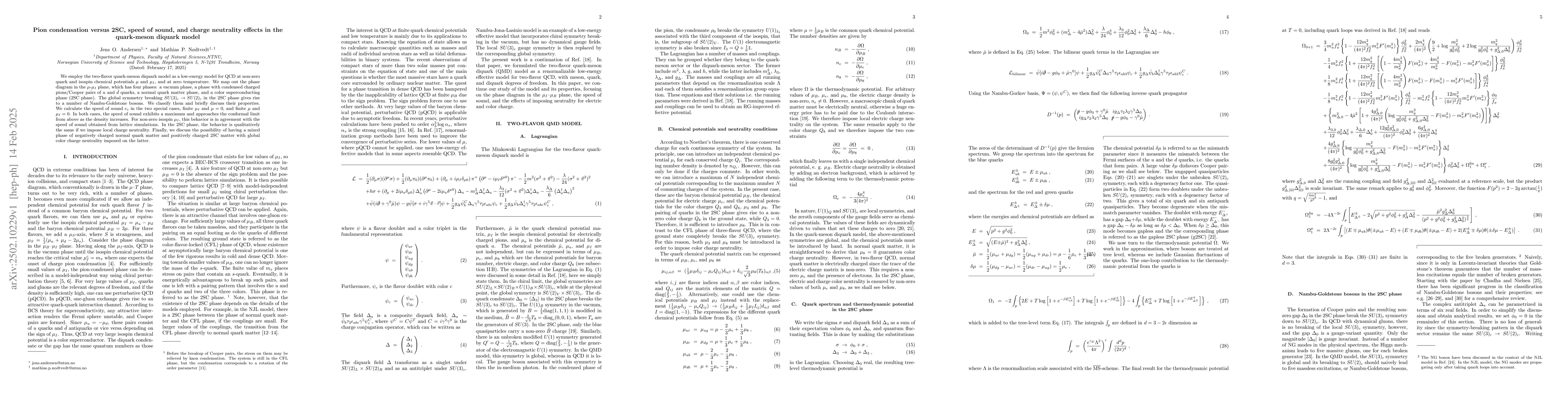 Thumbnail for Pion condensation versus 2SC, speed of sound, and charge neutrality
  effects in the quark-meson diquark model