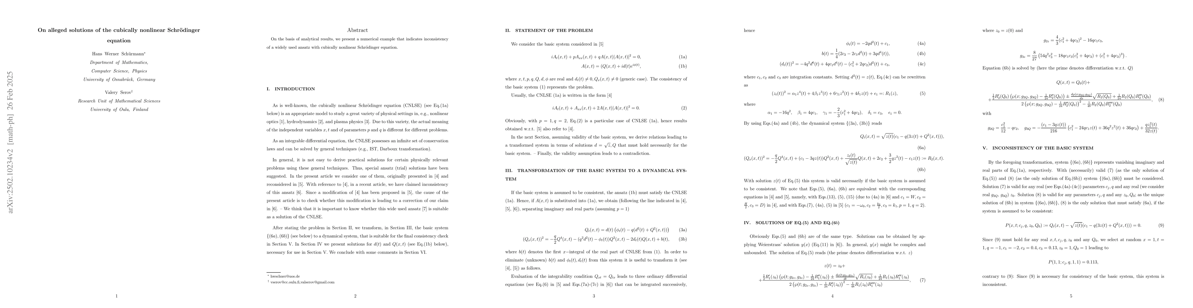 Thumbnail for On alleged solutions of the cubically nonlinear Schrödinger equation