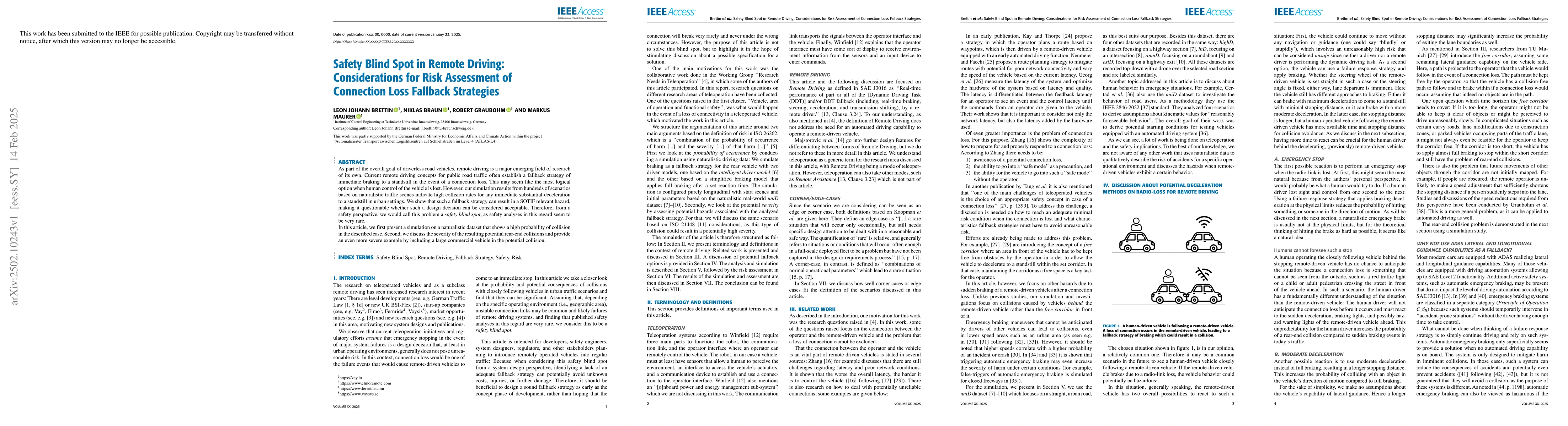 Thumbnail for Safety Blind Spot in Remote Driving: Considerations for Risk Assessment
  of Connection Loss Fallback Strategies