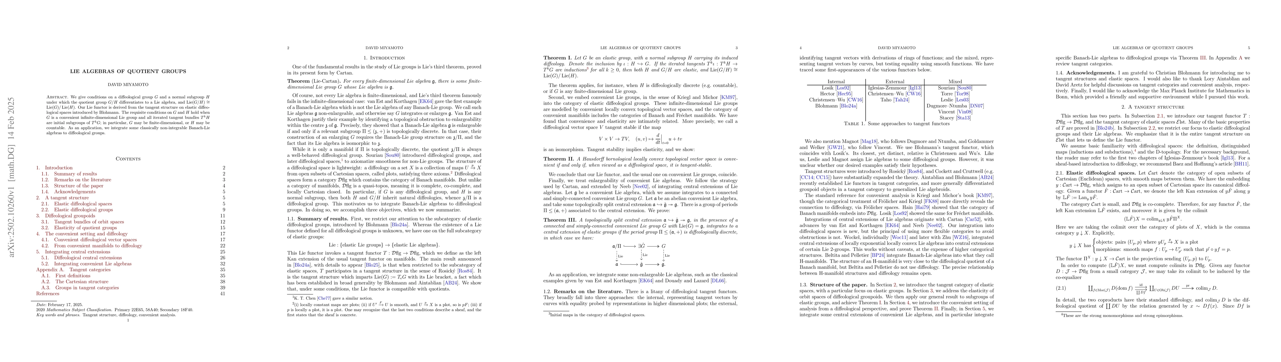 Thumbnail for Lie algebras of quotient groups