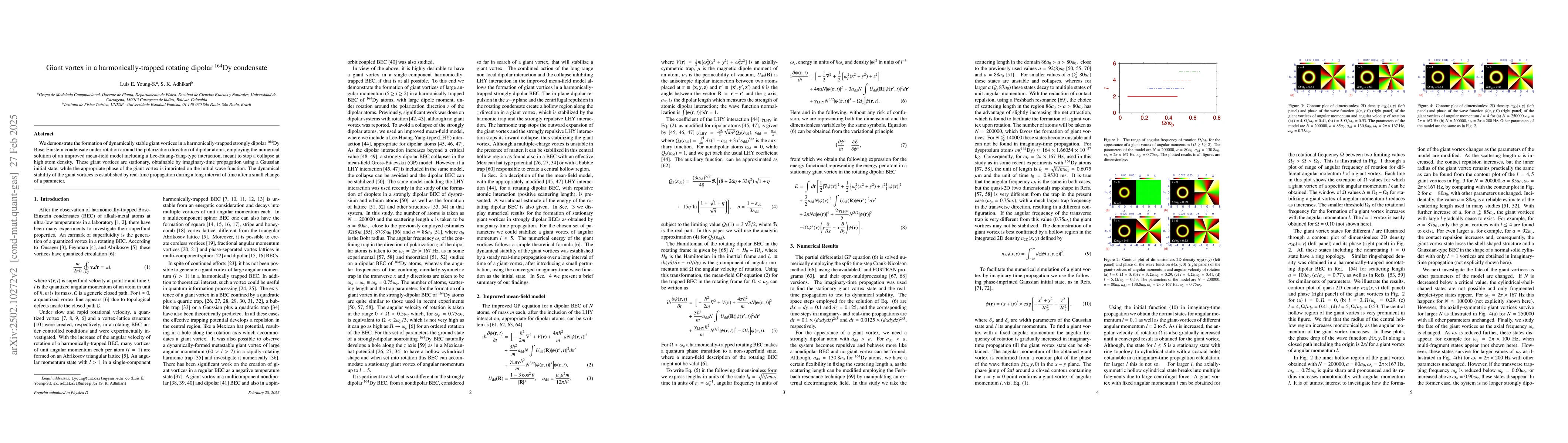 Thumbnail for Giant vortex in a harmonically-trapped rotating dipolar $^{164}$Dy
  condensate