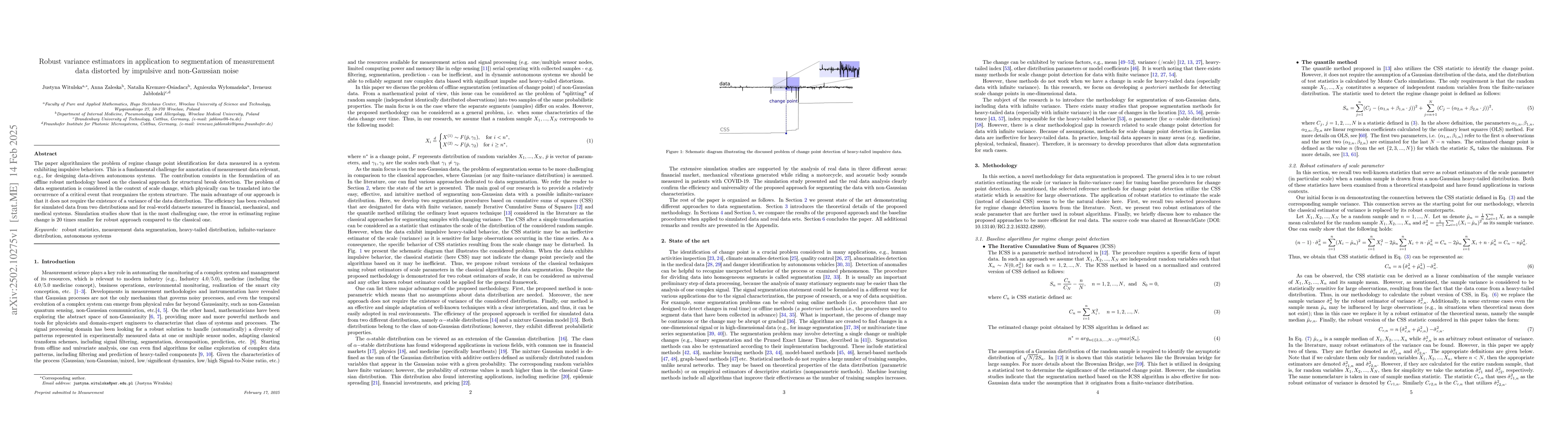 Thumbnail for Robust variance estimators in application to segmentation of measurement
  data distorted by impulsive and non-Gaussian noise