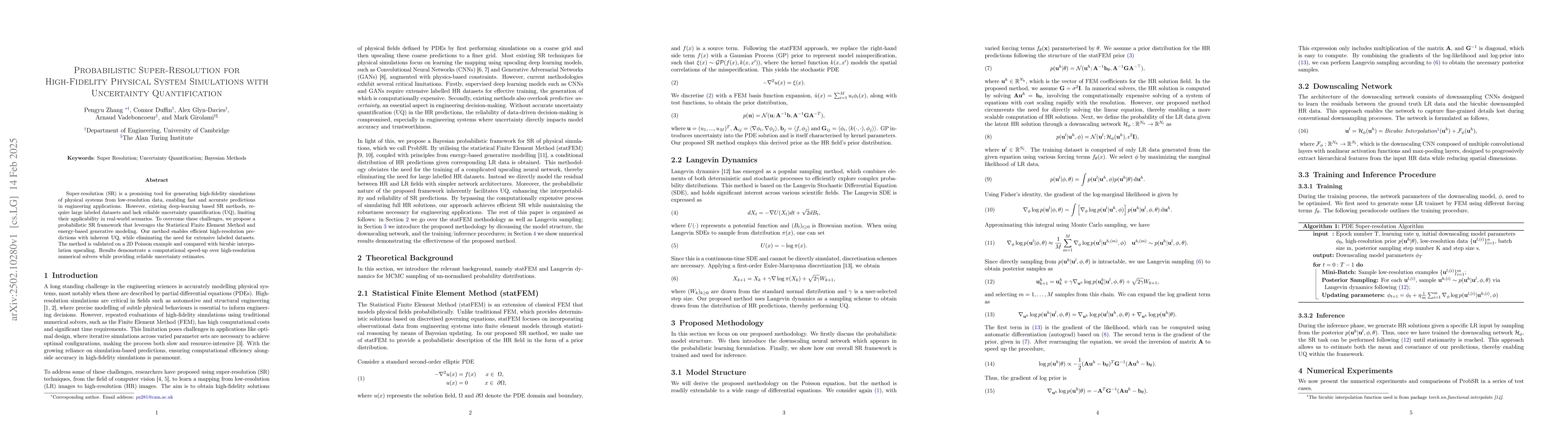Thumbnail for Probabilistic Super-Resolution for High-Fidelity Physical System
  Simulations with Uncertainty Quantification