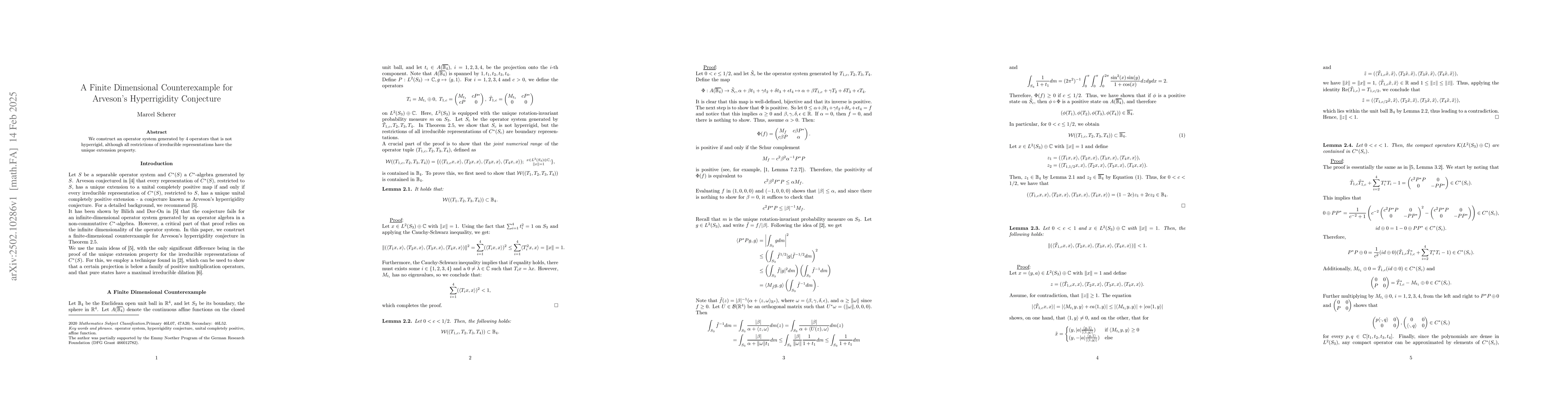 Thumbnail for A Finite Dimensional Counterexample for Arveson's Hyperrigidity
  Conjecture