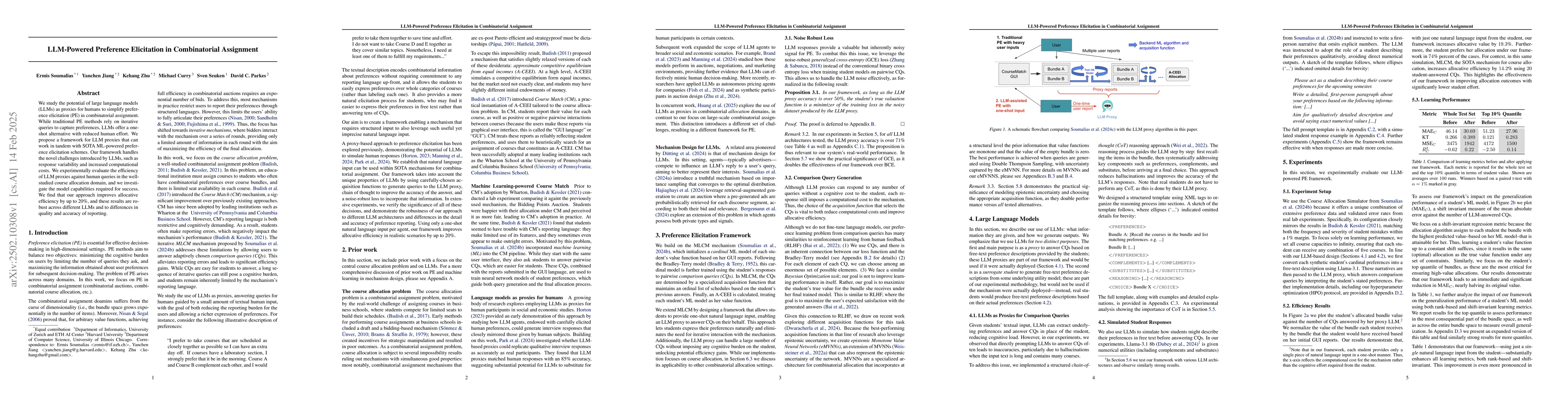 Thumbnail for LLM-Powered Preference Elicitation in Combinatorial Assignment