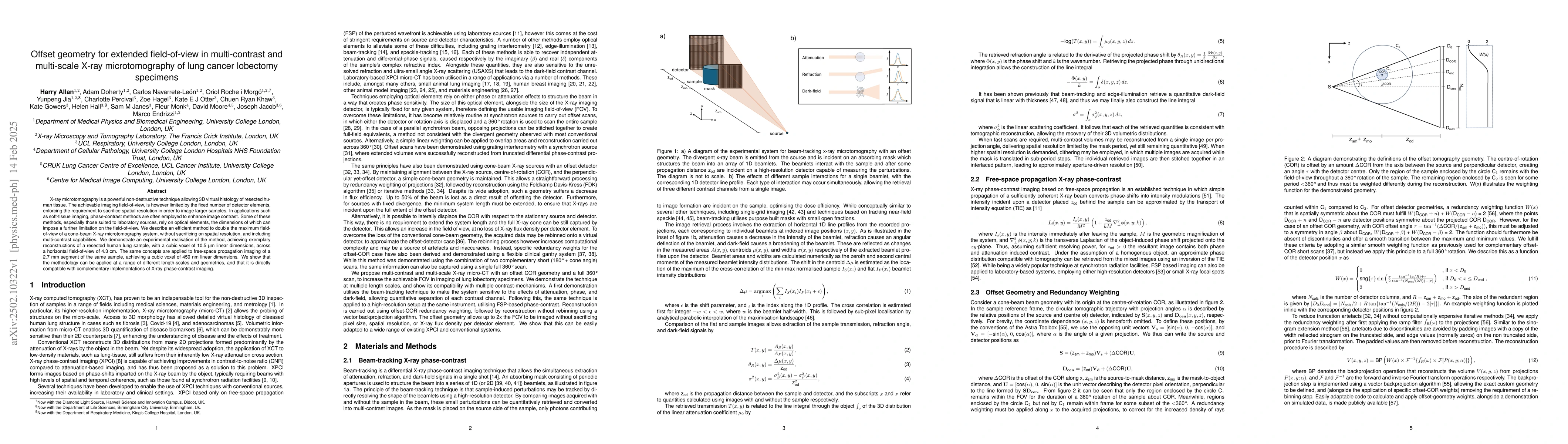 Thumbnail for Offset geometry for extended field-of-view in multi-contrast and
  multi-scale X-ray microtomography of lung cancer lobectomy specimens
