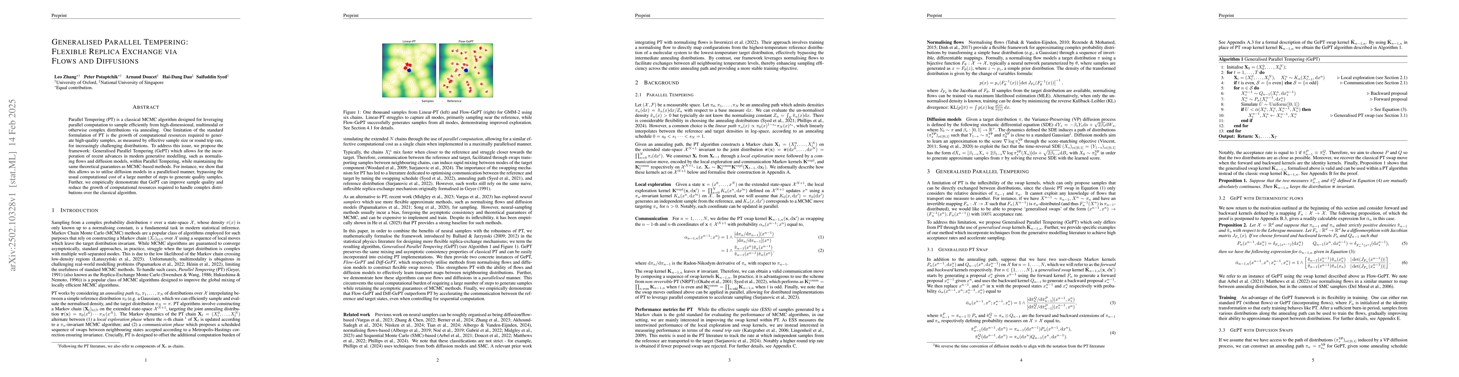 Thumbnail for Generalised Parallel Tempering: Flexible Replica Exchange via Flows and
  Diffusions
