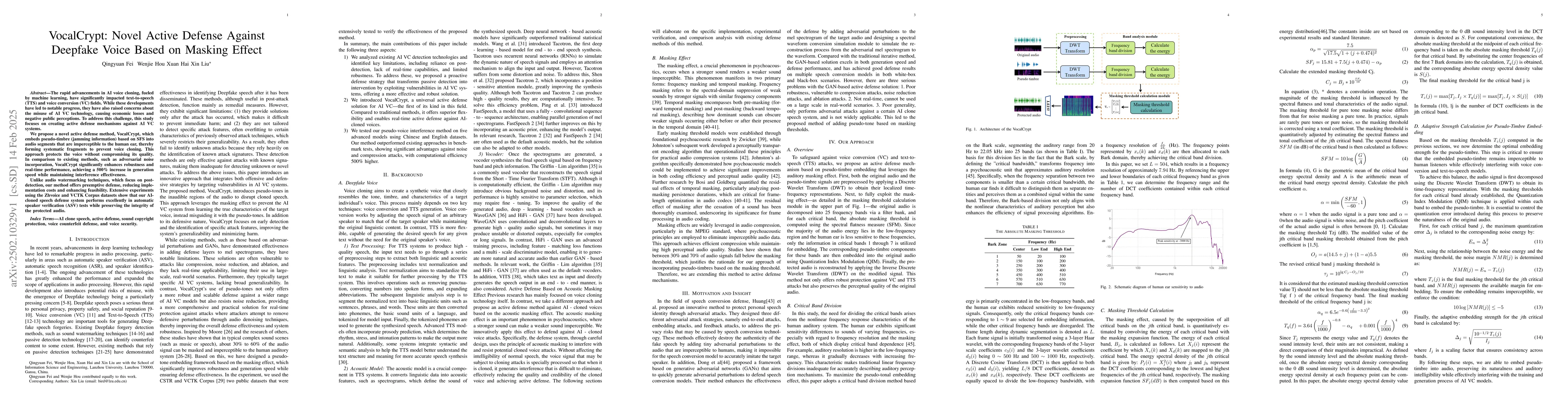Thumbnail for VocalCrypt: Novel Active Defense Against Deepfake Voice Based on Masking
  Effect