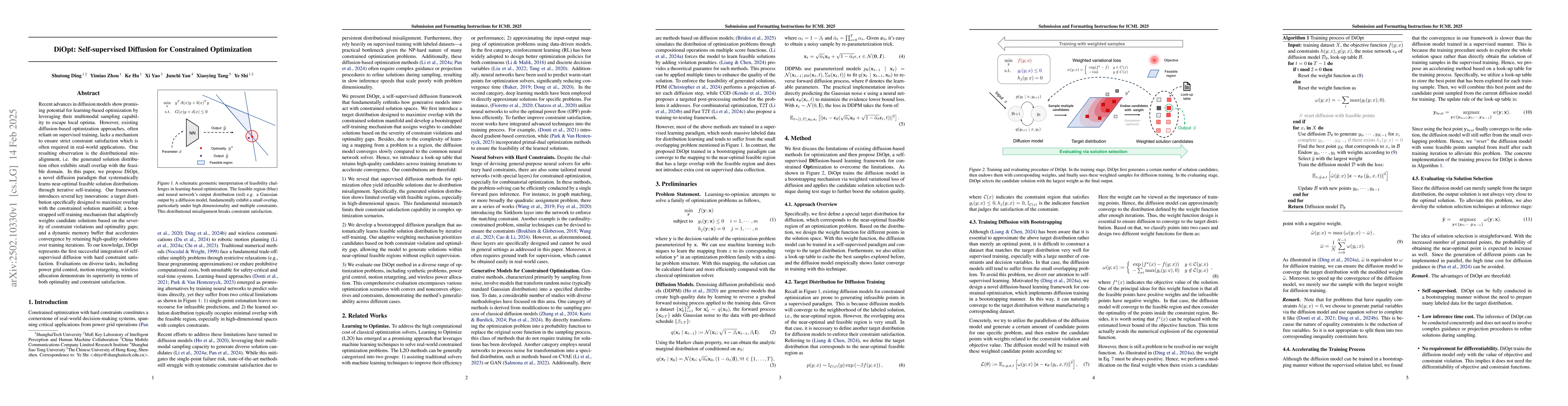 Thumbnail for DiOpt: Self-supervised Diffusion for Constrained Optimization