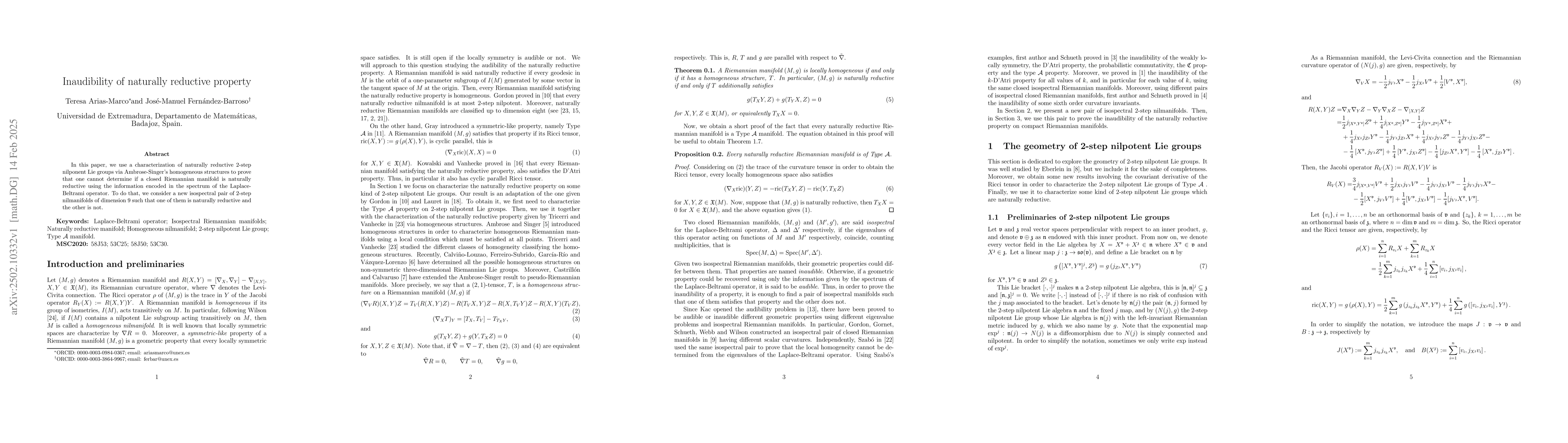 Thumbnail for Inaudibility of naturally reductive property