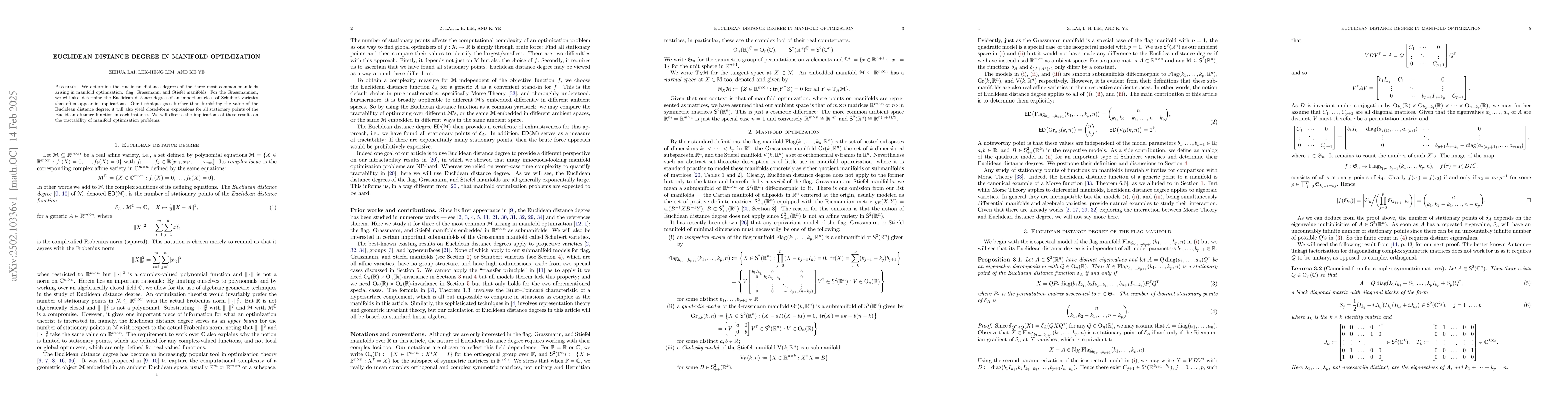 Thumbnail for Euclidean distance degree in manifold optimization
