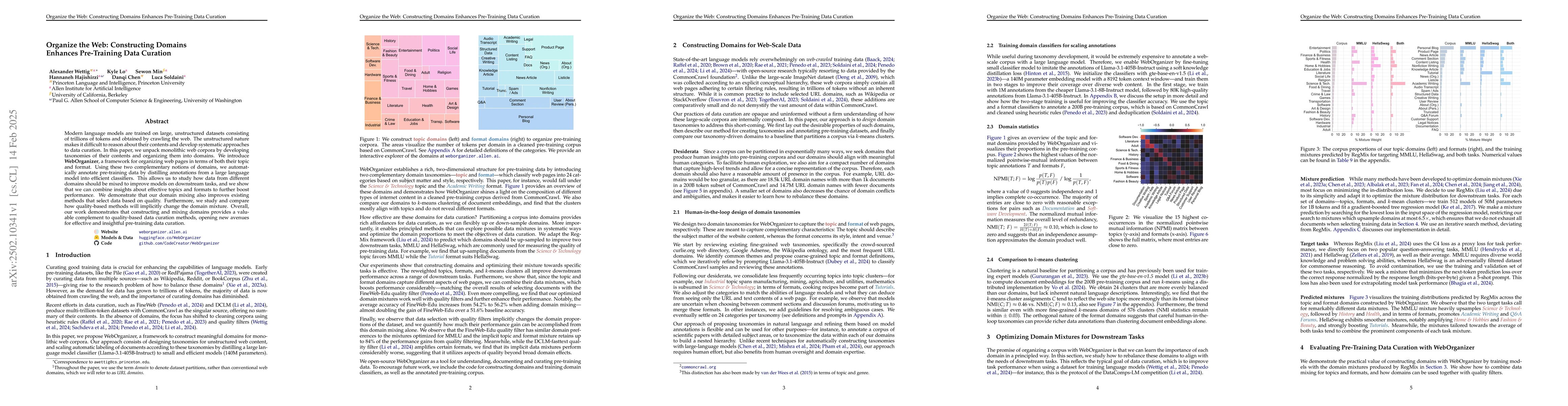 Thumbnail for Organize the Web: Constructing Domains Enhances Pre-Training Data
  Curation