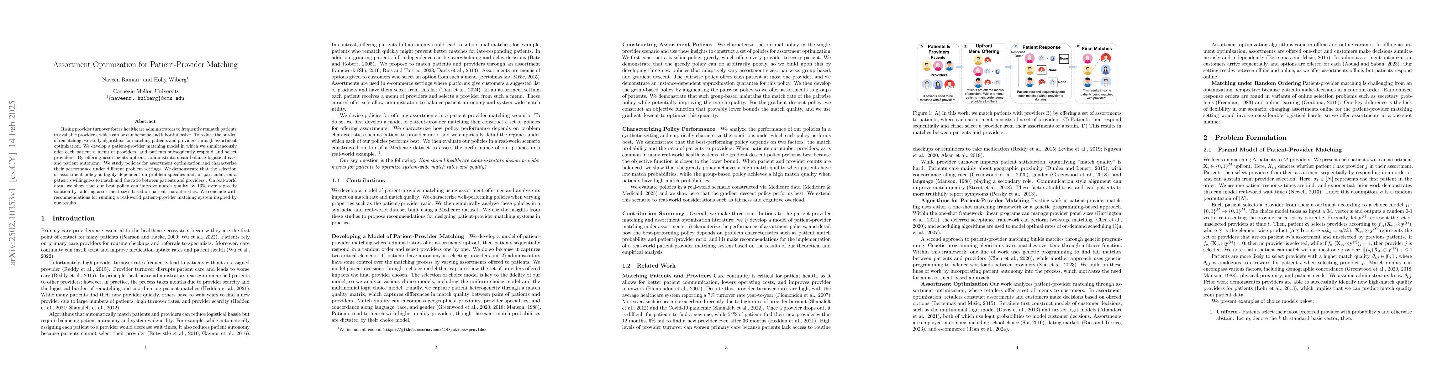 Thumbnail for Assortment Optimization for Patient-Provider Matching