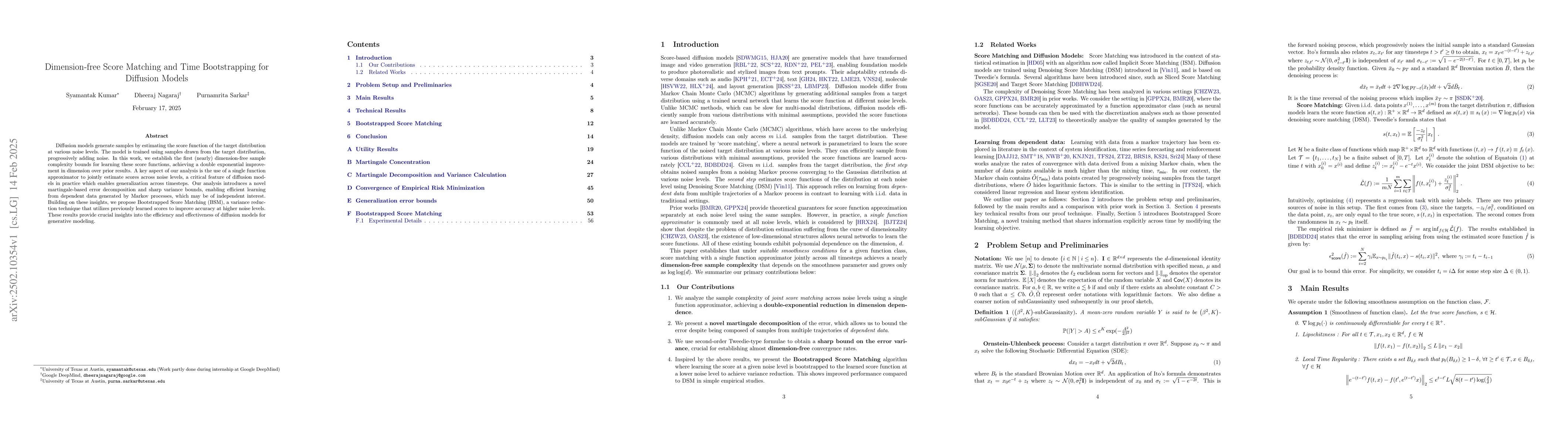 Thumbnail for Dimension-free Score Matching and Time Bootstrapping for Diffusion
  Models