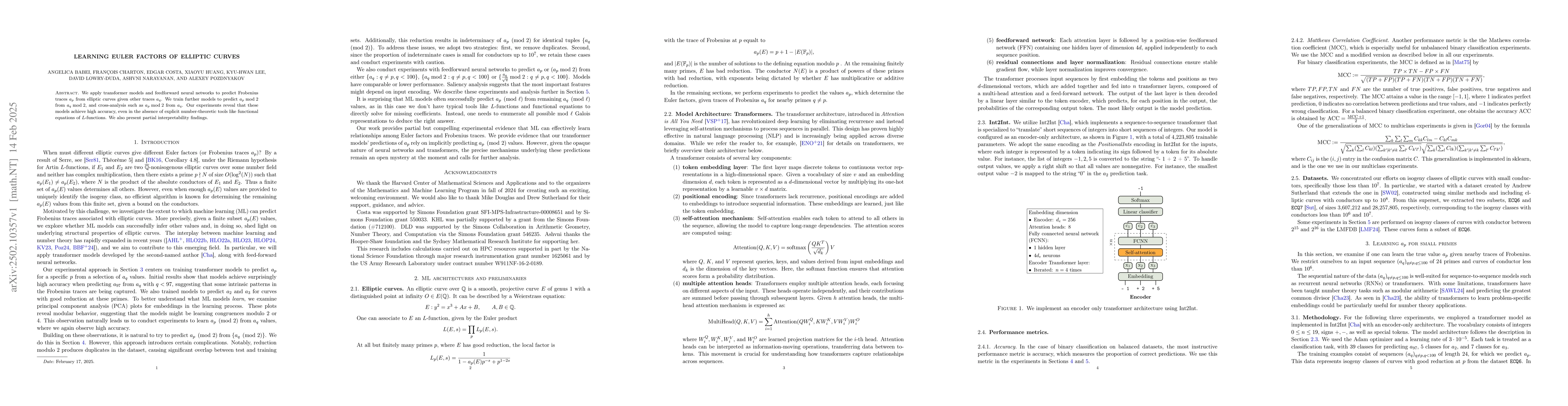 Thumbnail for Learning Euler Factors of Elliptic Curves