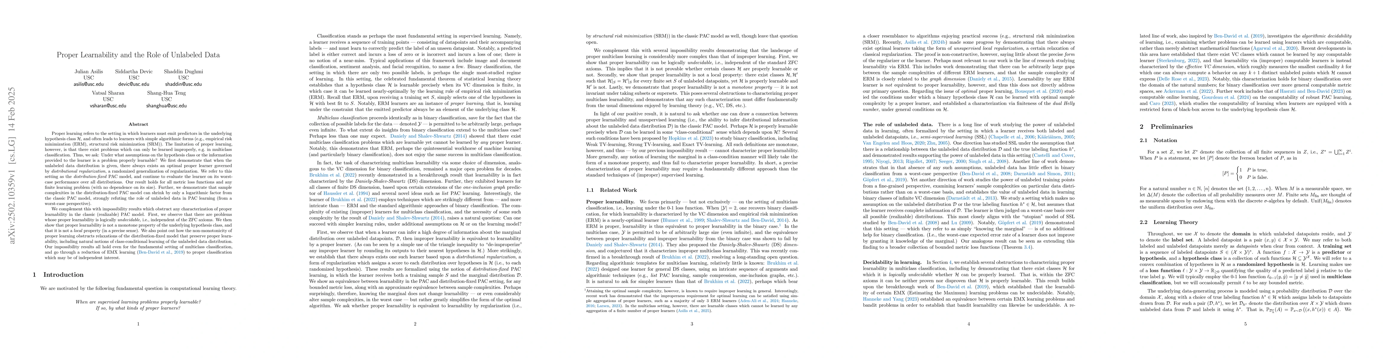 Thumbnail for Proper Learnability and the Role of Unlabeled Data