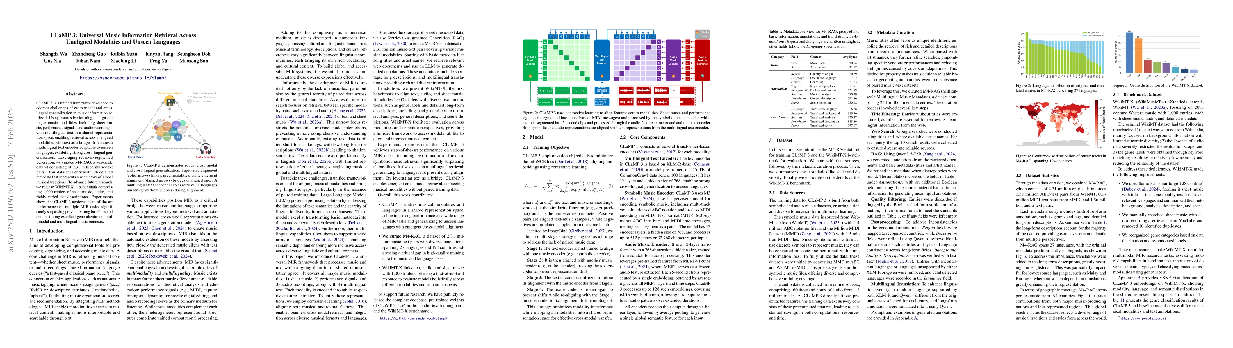 Thumbnail for CLaMP 3: Universal Music Information Retrieval Across Unaligned
  Modalities and Unseen Languages