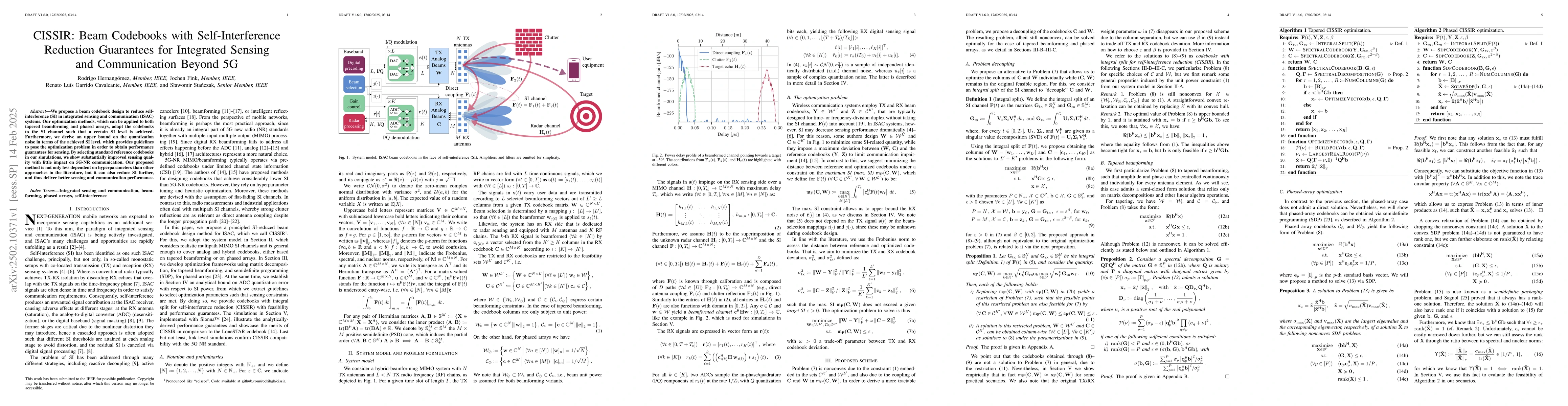 Thumbnail for CISSIR: Beam Codebooks with Self-Interference Reduction Guarantees for
  Integrated Sensing and Communication Beyond 5G