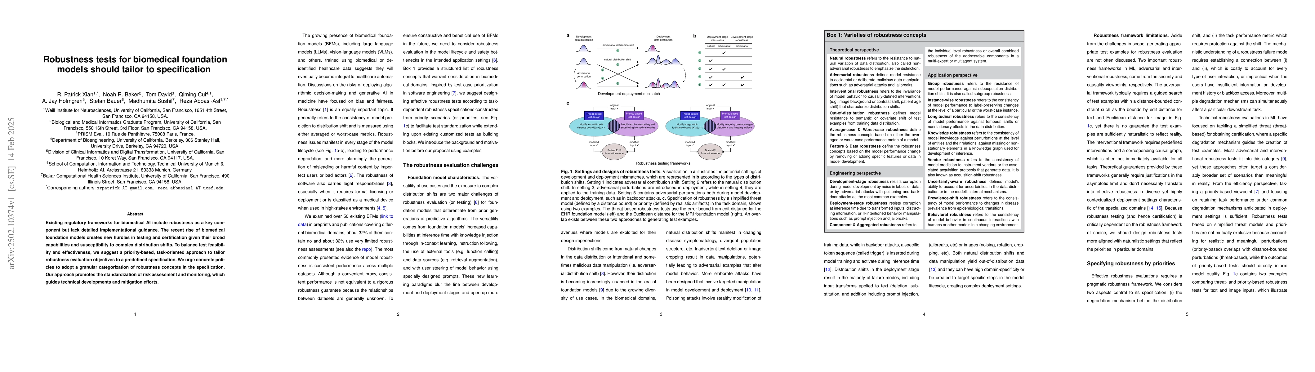 Thumbnail for Robustness tests for biomedical foundation models should tailor to
  specification