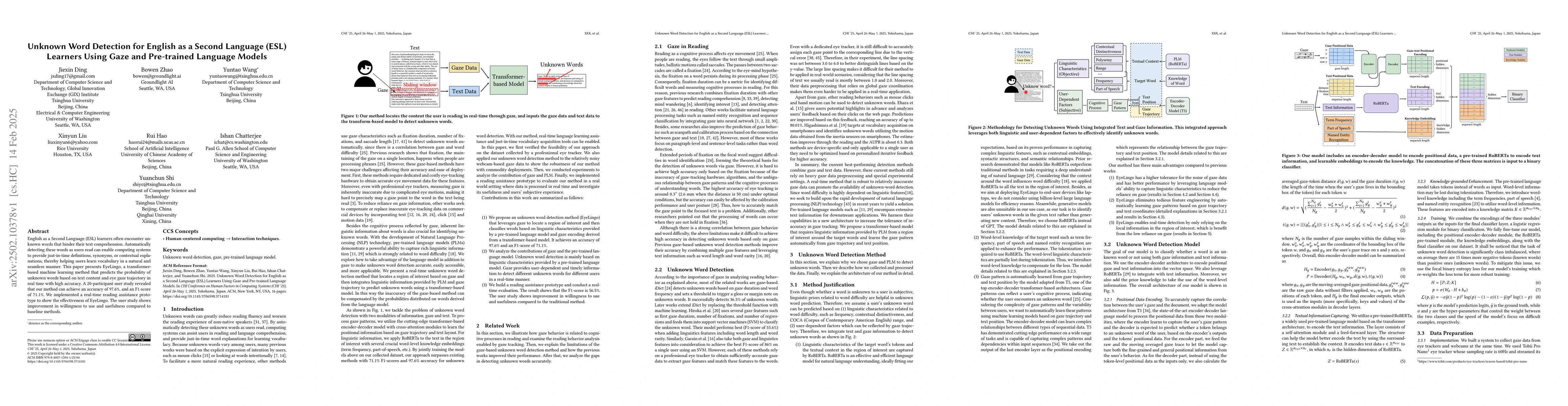 Thumbnail for Unknown Word Detection for English as a Second Language (ESL) Learners
  Using Gaze and Pre-trained Language Models