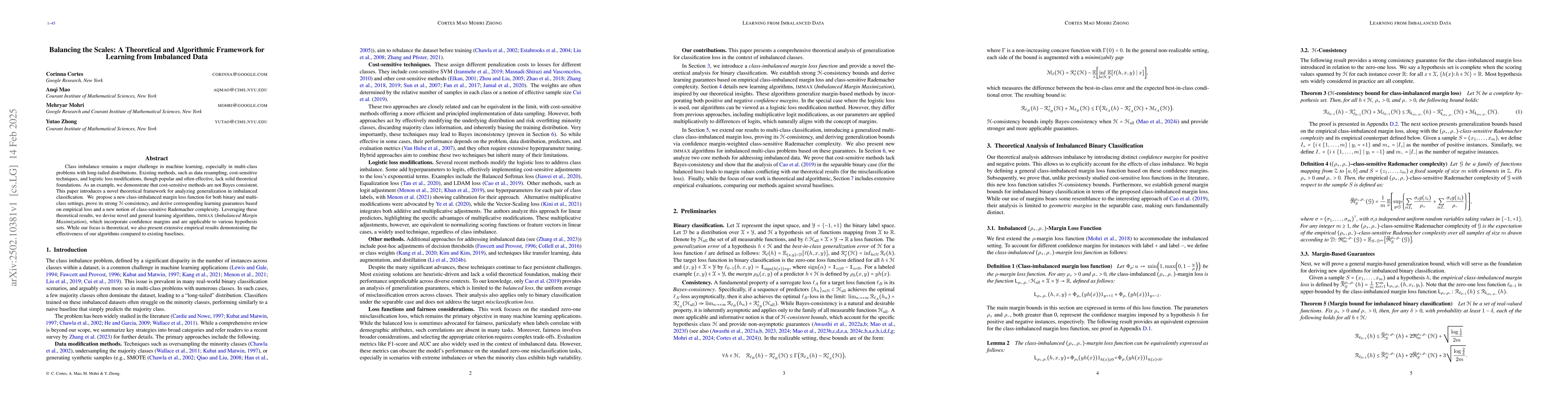 Thumbnail for Balancing the Scales: A Theoretical and Algorithmic Framework for
  Learning from Imbalanced Data
