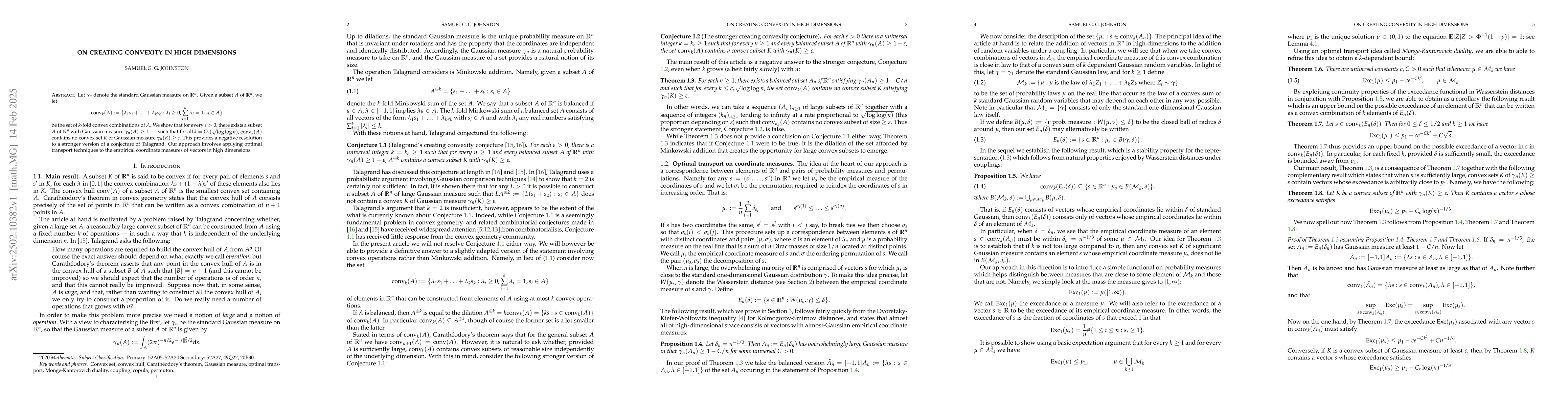 Thumbnail for On creating convexity in high dimensions