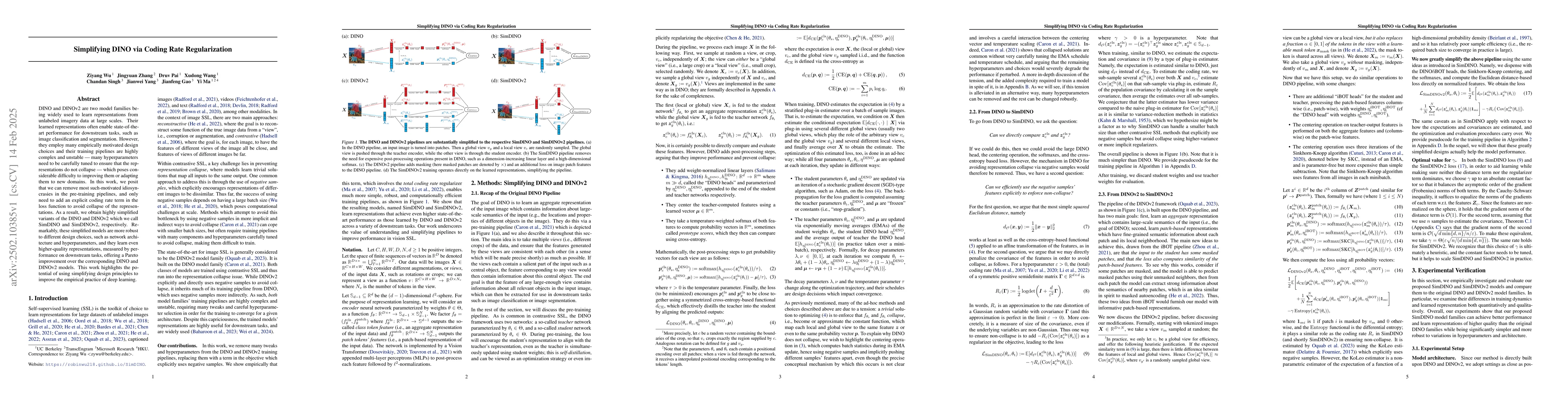 Thumbnail for Simplifying DINO via Coding Rate Regularization
