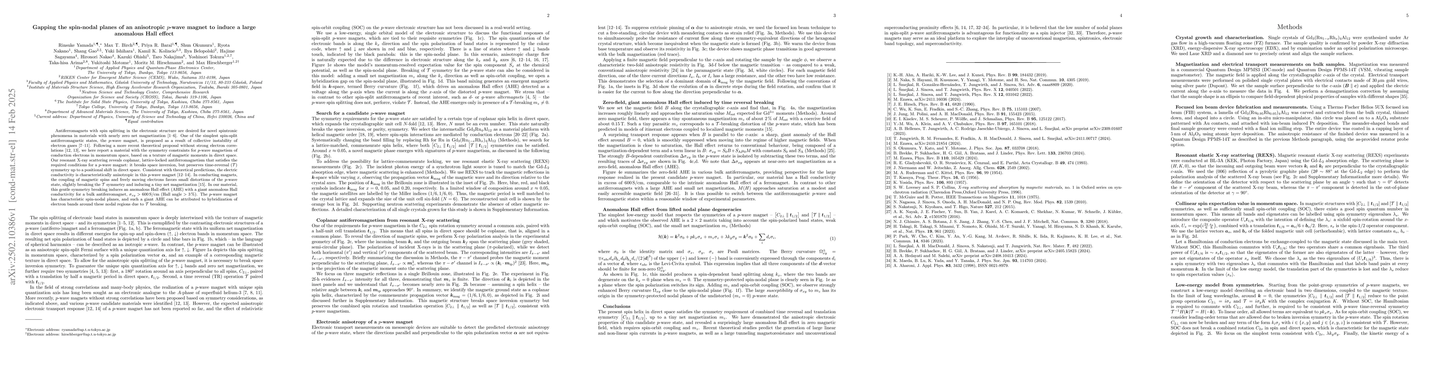 Thumbnail for Gapping the spin-nodal planes of an anisotropic p-wave magnet to induce
  a large anomalous Hall effect