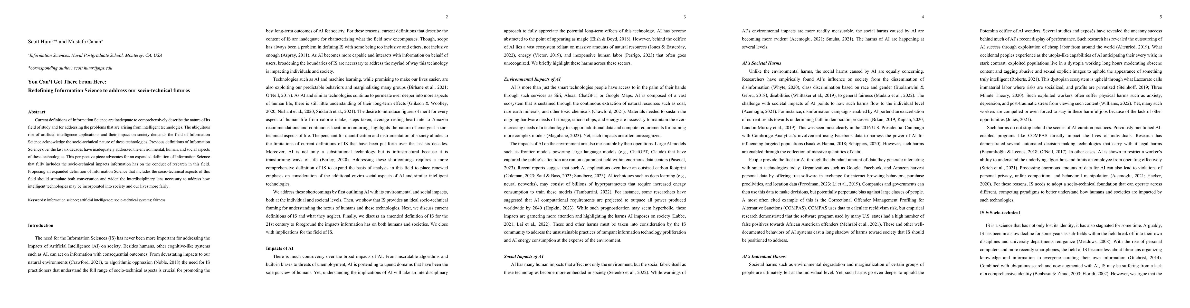 Thumbnail for You Can't Get There From Here: Redefining Information Science to address
  our sociotechnical futures