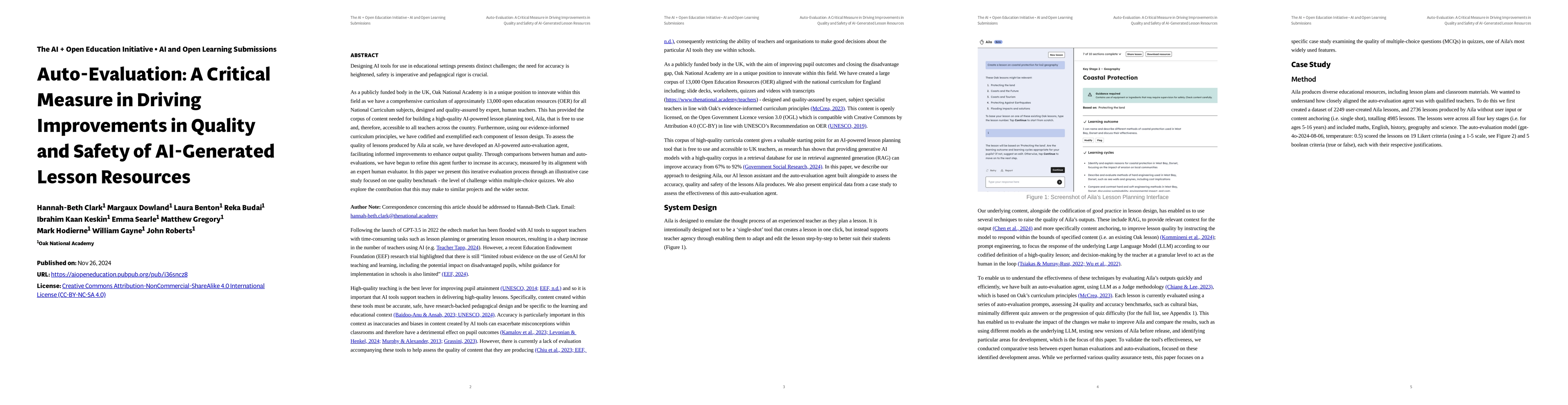 Thumbnail for Auto-Evaluation: A Critical Measure in Driving Improvements in Quality
  and Safety of AI-Generated Lesson Resources