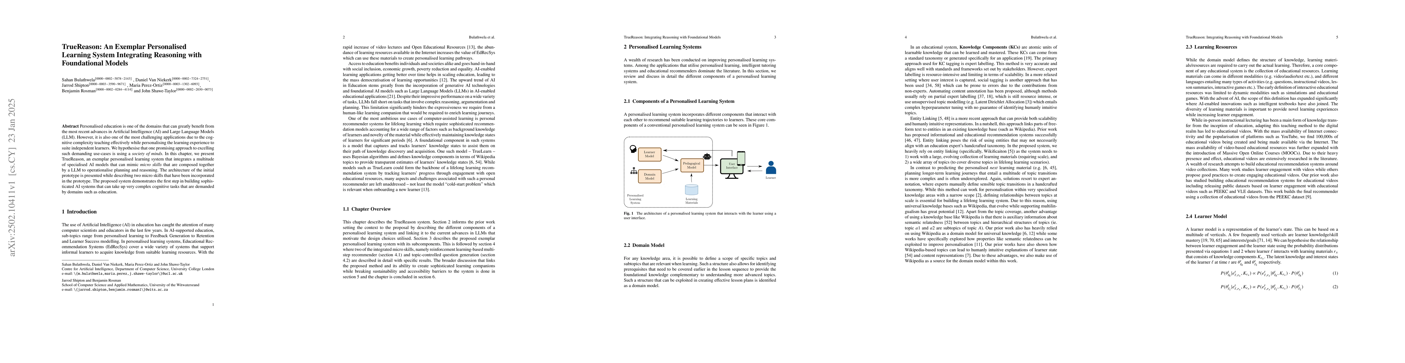 Thumbnail for TrueReason: An Exemplar Personalised Learning System Integrating
  Reasoning with Foundational Models