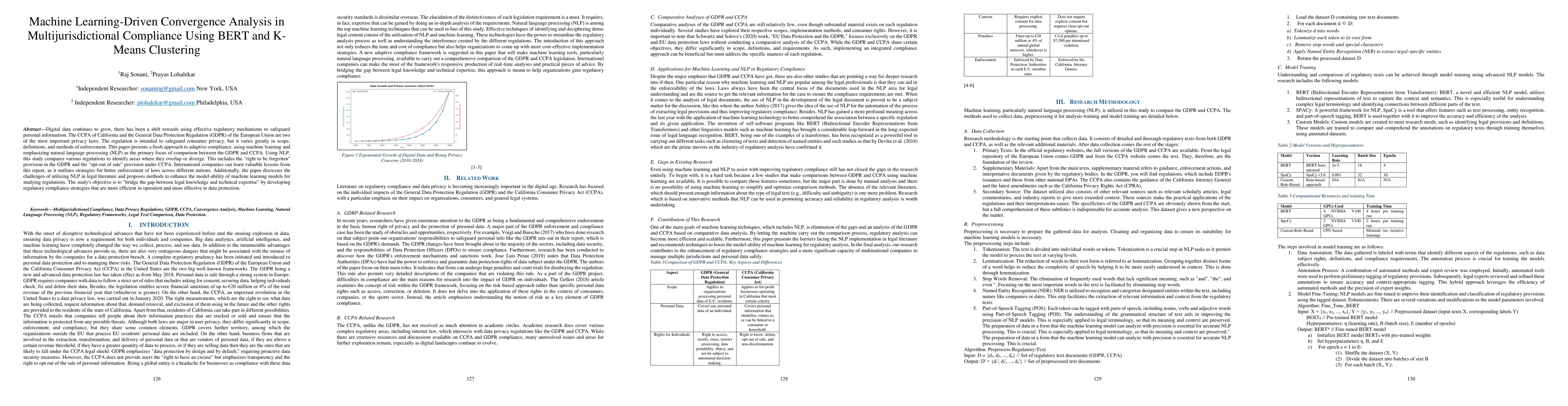 Thumbnail for Machine Learning-Driven Convergence Analysis in Multijurisdictional
  Compliance Using BERT and K-Means Clustering