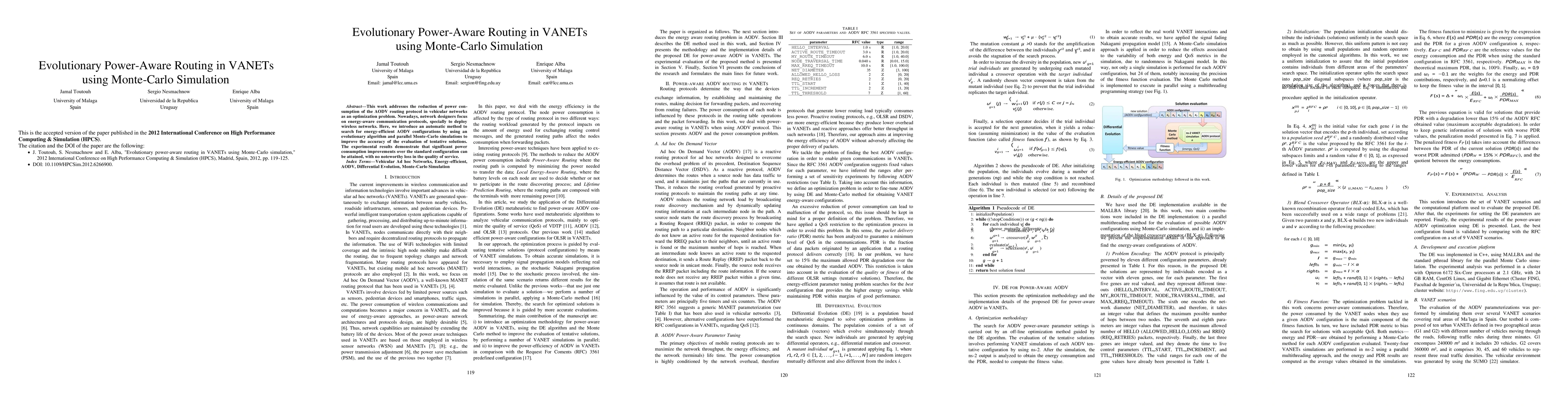 Thumbnail for Evolutionary Power-Aware Routing in VANETs using Monte-Carlo Simulation