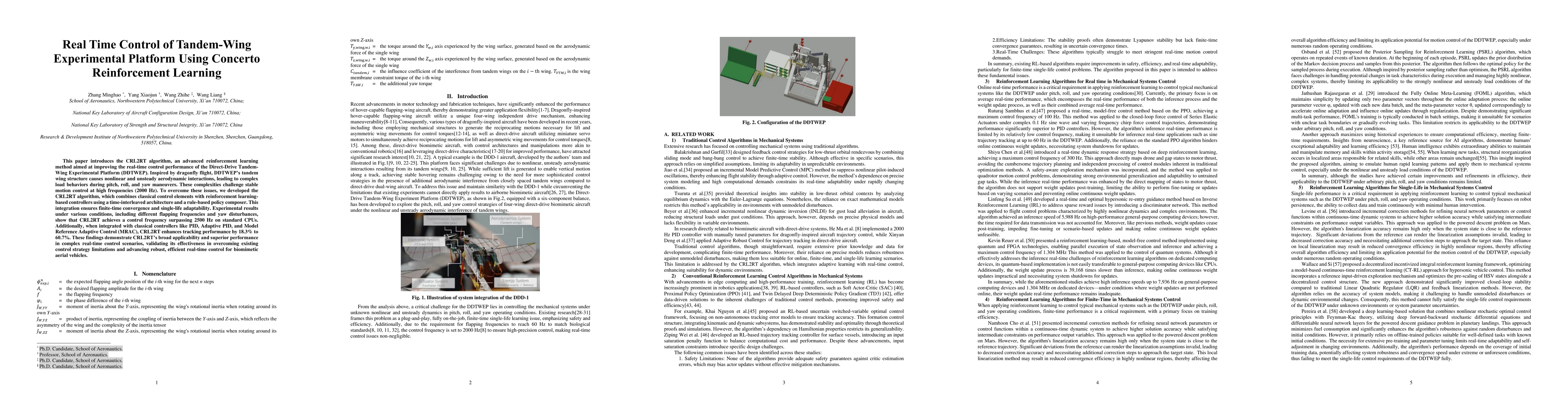 Thumbnail for Real Time Control of Tandem-Wing Experimental Platform Using Concerto
  Reinforcement Learning