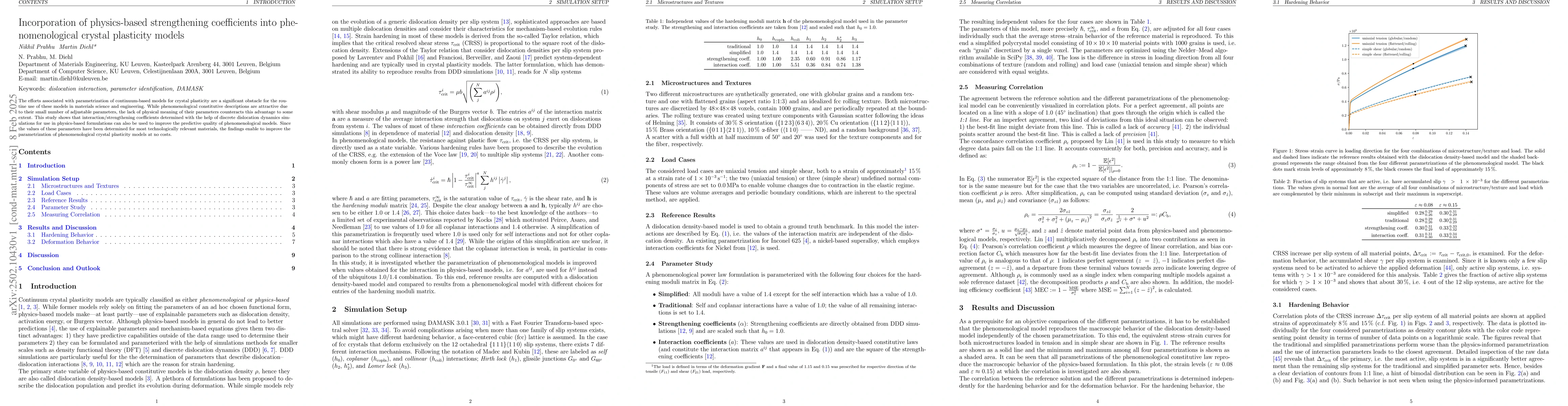 Thumbnail for Incorporation of physics-based strengthening coefficients into
  phenomenological crystal plasticity models