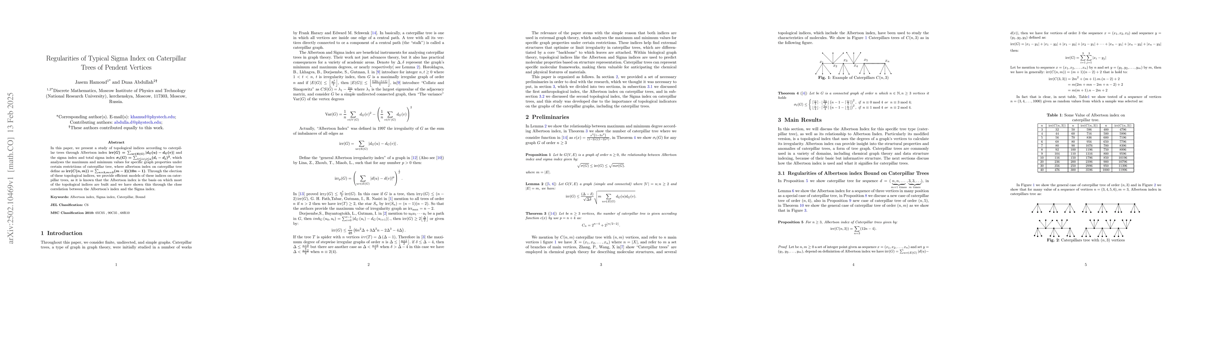 Thumbnail for Regularities of Typical Sigma Index on Caterpillar Trees of Pendent
  Vertices