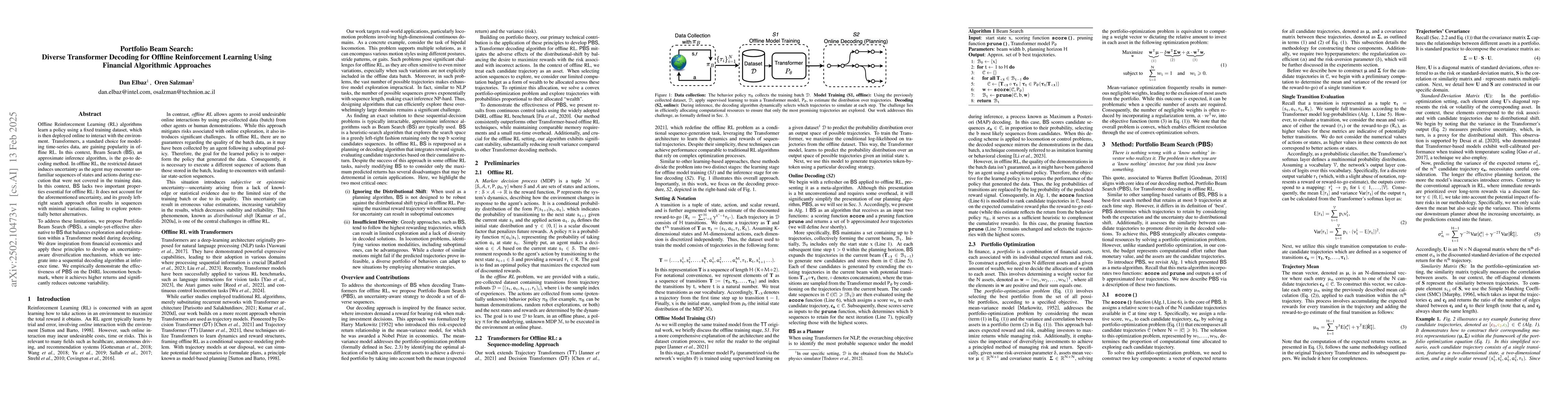Thumbnail for Diverse Transformer Decoding for Offline Reinforcement Learning Using
  Financial Algorithmic Approaches