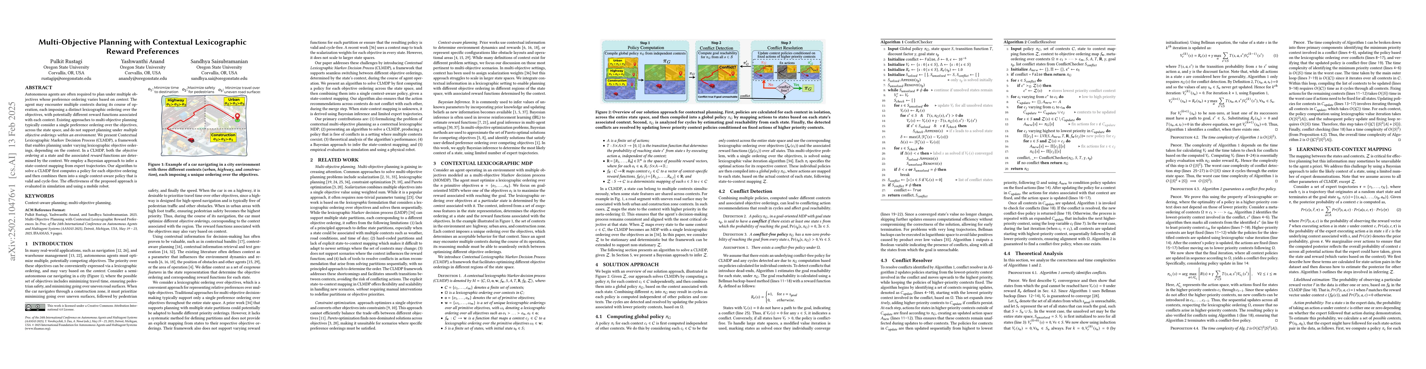 Thumbnail for Multi-Objective Planning with Contextual Lexicographic Reward
  Preferences