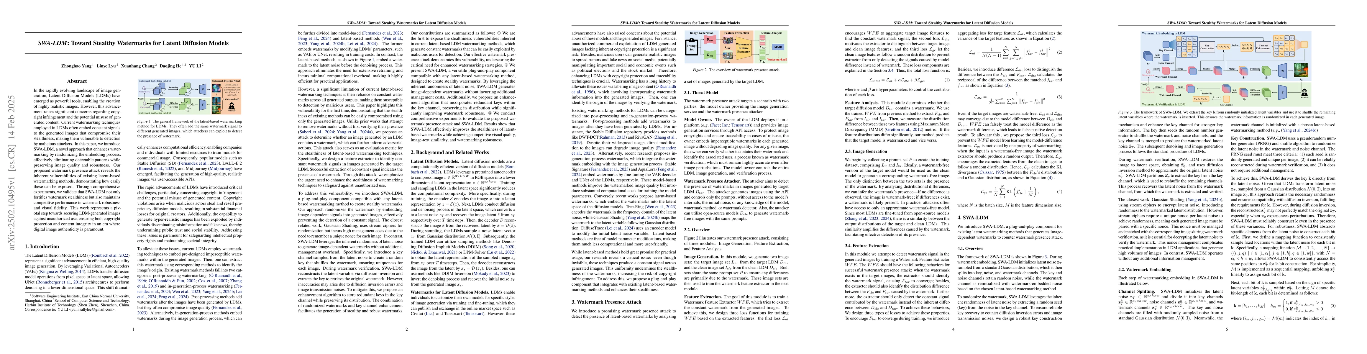 Thumbnail for SWA-LDM: Toward Stealthy Watermarks for Latent Diffusion Models
