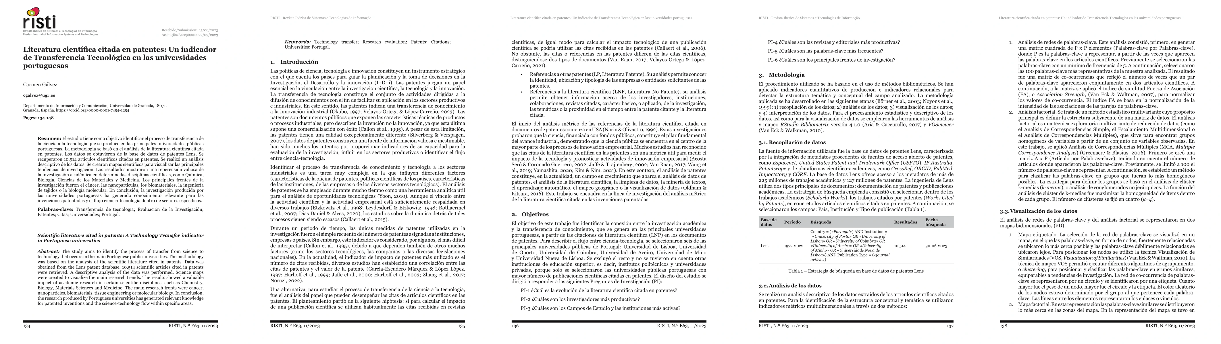 Thumbnail for Scientific literature cited in patents: A Technology Transfer indicator
  in Portuguese universities