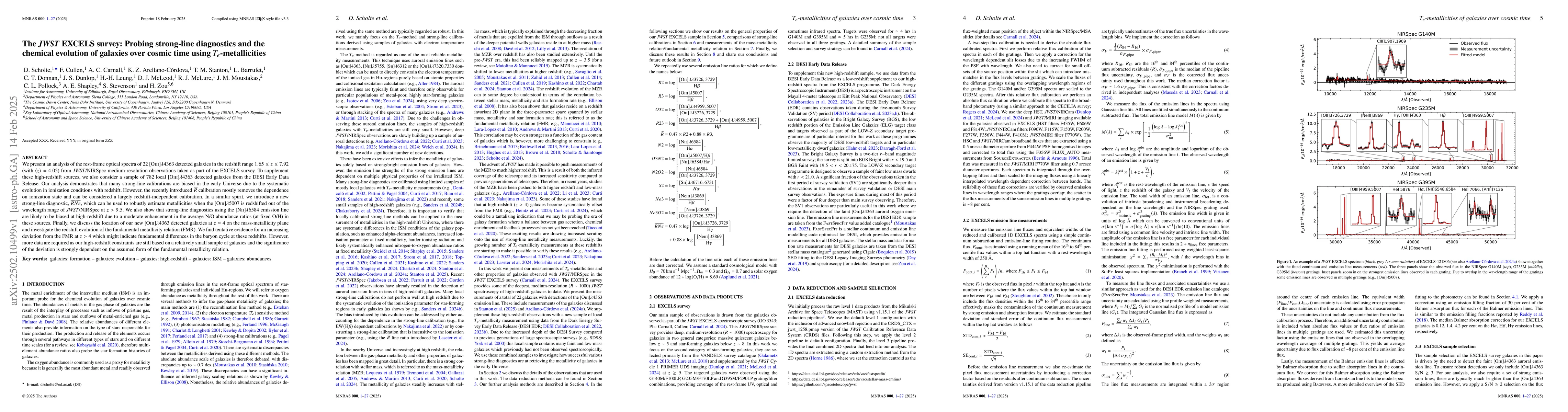 Thumbnail for The JWST EXCELS survey: Probing strong-line diagnostics and the chemical
  evolution of galaxies over cosmic time using Te-metallicities