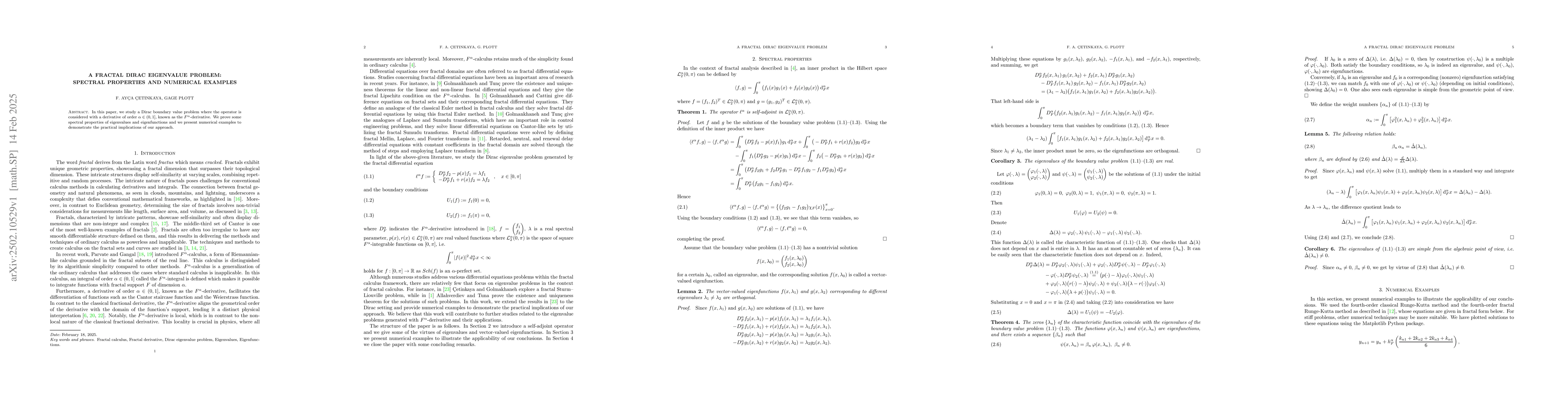 Thumbnail for A Fractal Dirac Eigenvalue Problem: Spectral Properties and Numerical
  Examples