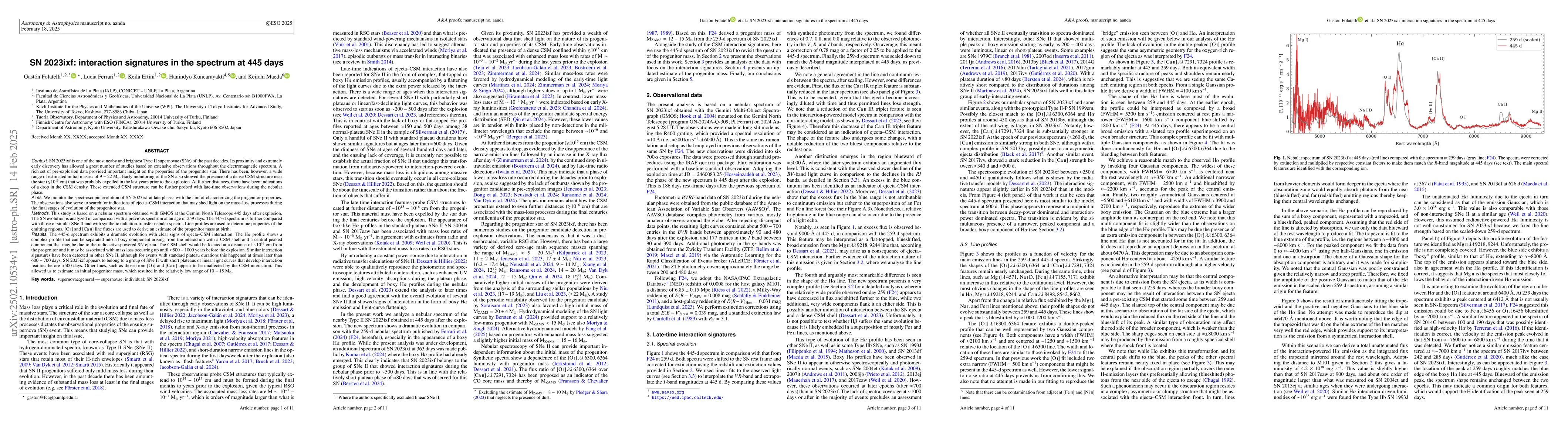 Thumbnail for SN 2023ixf: interaction signatures in the spectrum at 445 days