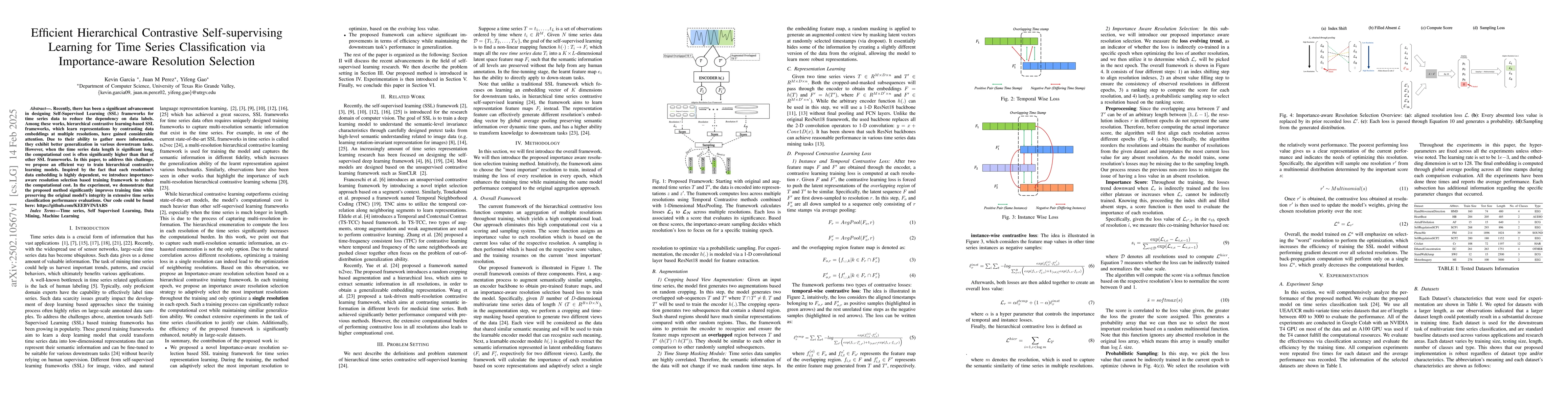 Thumbnail for Efficient Hierarchical Contrastive Self-supervising Learning for Time
  Series Classification via Importance-aware Resolution Selection