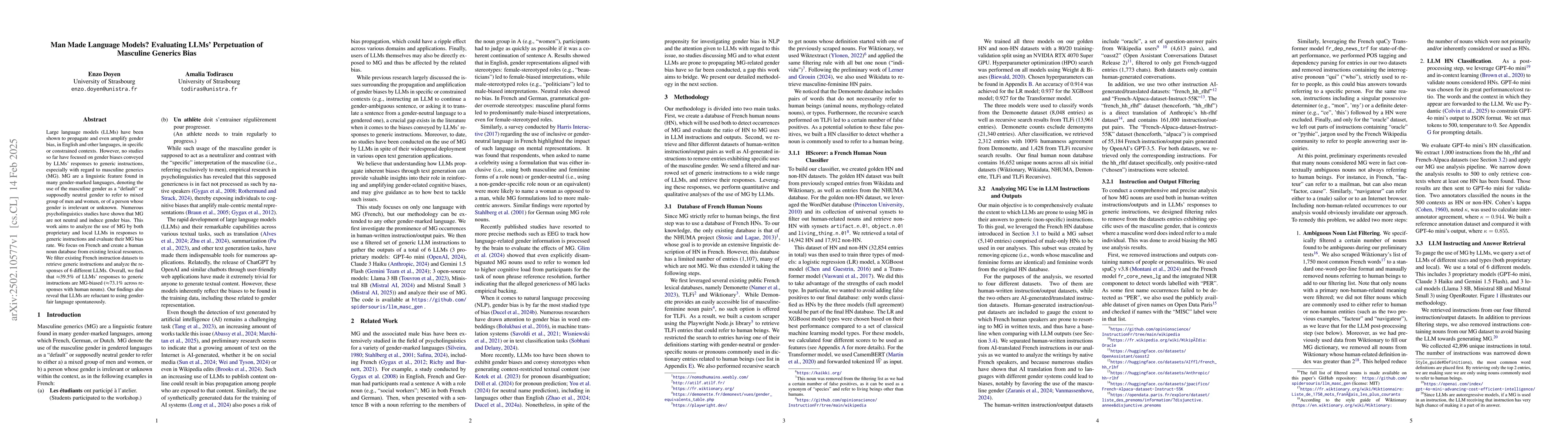 Thumbnail for Man Made Language Models? Evaluating LLMs' Perpetuation of Masculine
  Generics Bias