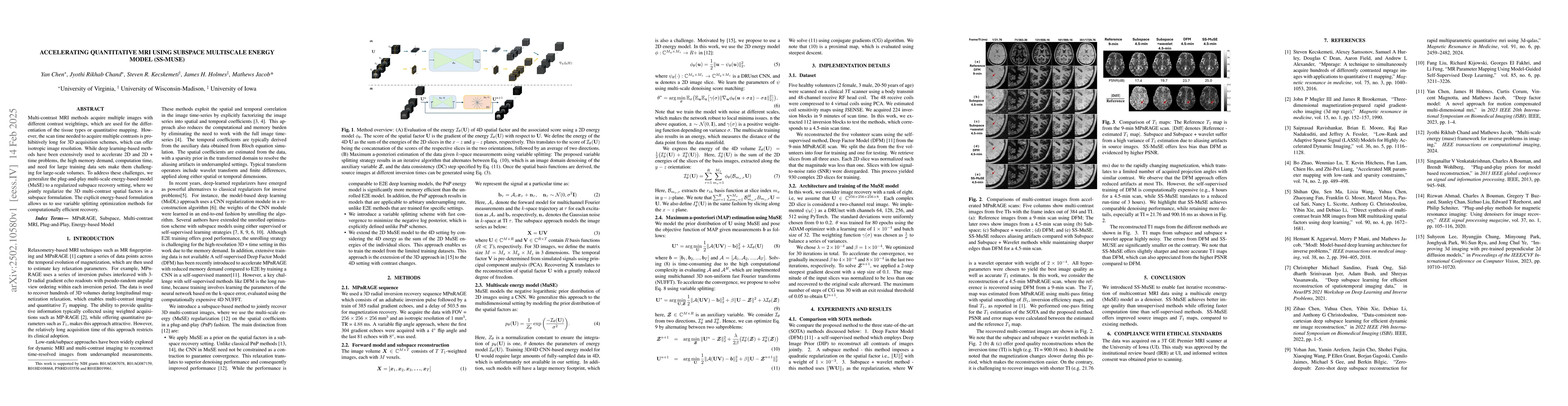Thumbnail for Accelerating Quantitative MRI using Subspace Multiscale Energy Model
  (SS-MuSE)