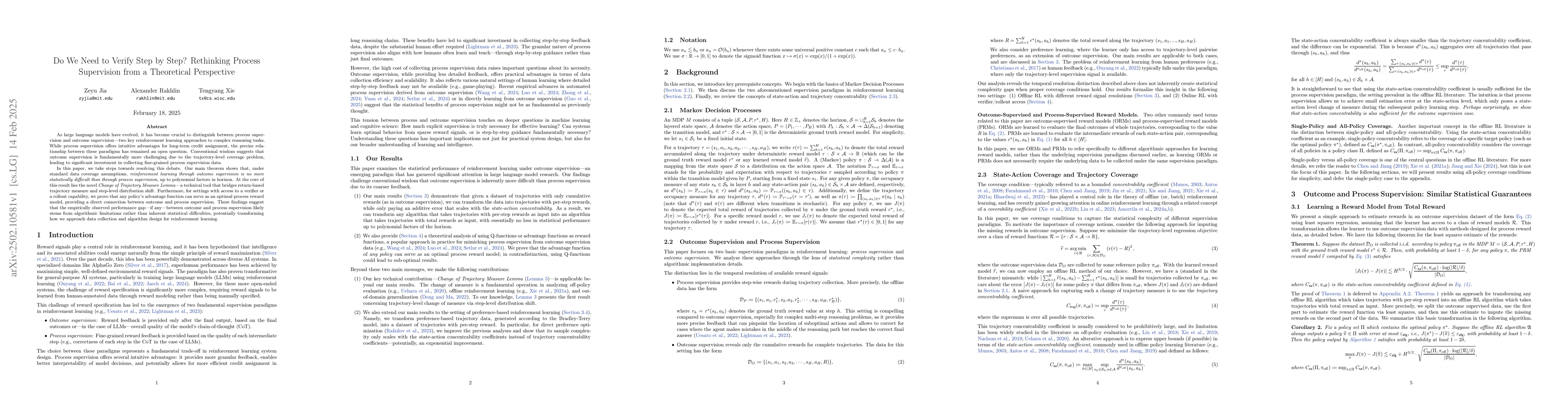 Thumbnail for Do We Need to Verify Step by Step? Rethinking Process Supervision from a
  Theoretical Perspective