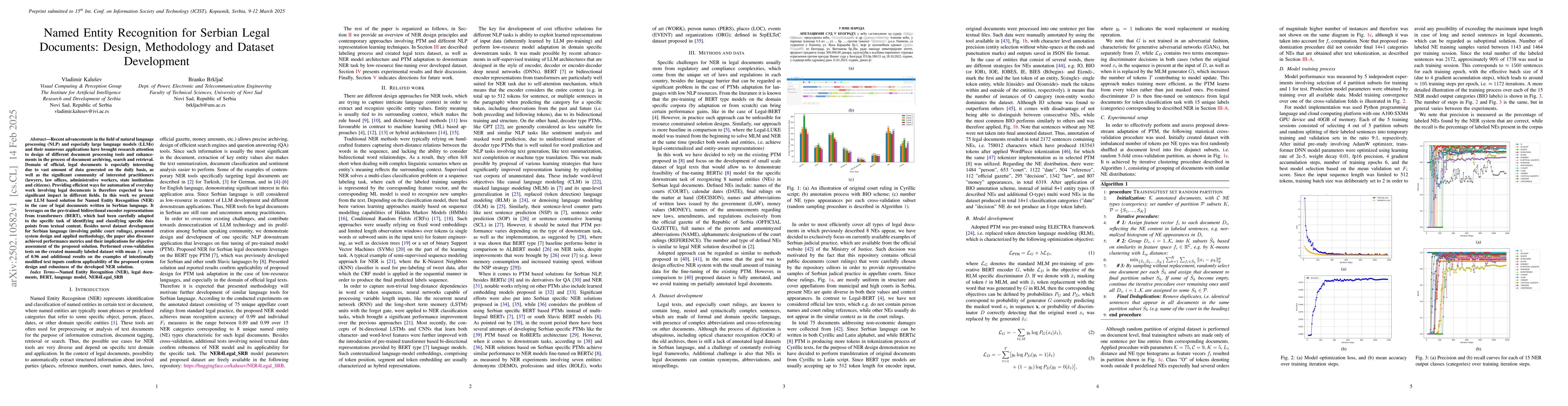 Thumbnail for Named entity recognition for Serbian legal documents: Design,
  methodology and dataset development