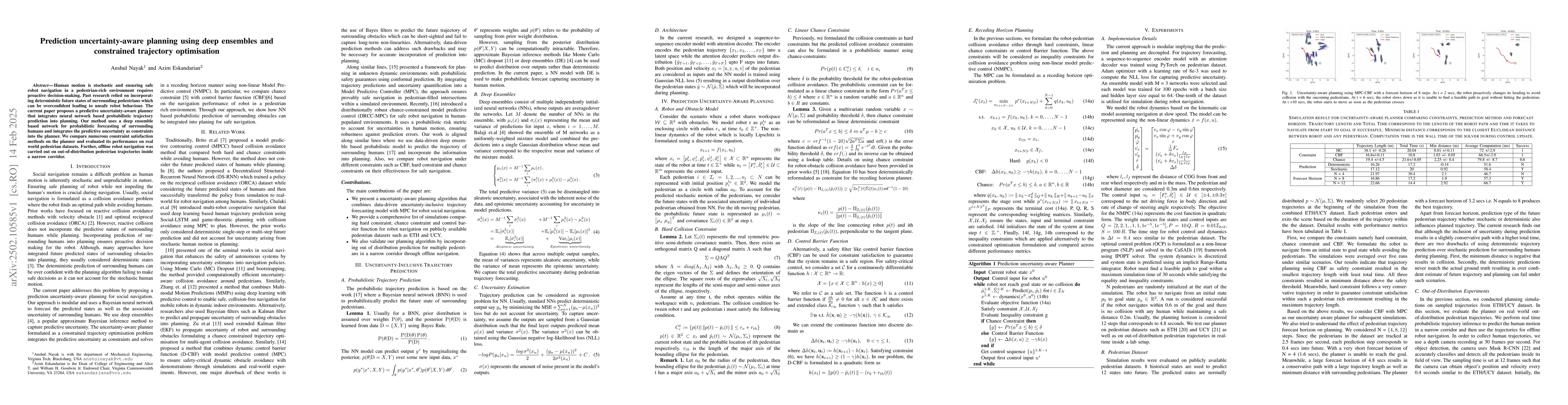 Thumbnail for Prediction uncertainty-aware planning using deep ensembles and
  trajectory optimisation