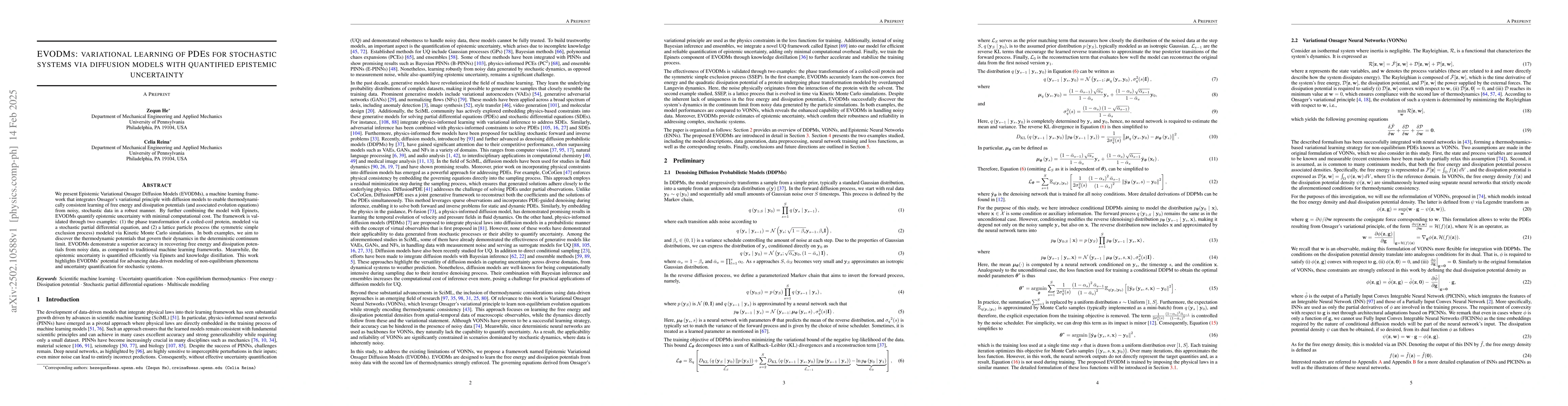 Thumbnail for EVODMs: variational learning of PDEs for stochastic systems via
  diffusion models with quantified epistemic uncertainty